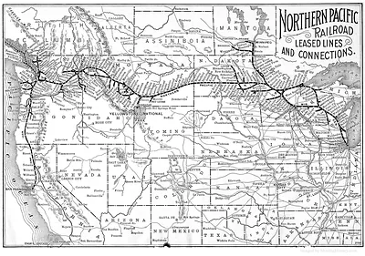 Northern Pacific Railroad leased lines and connections map