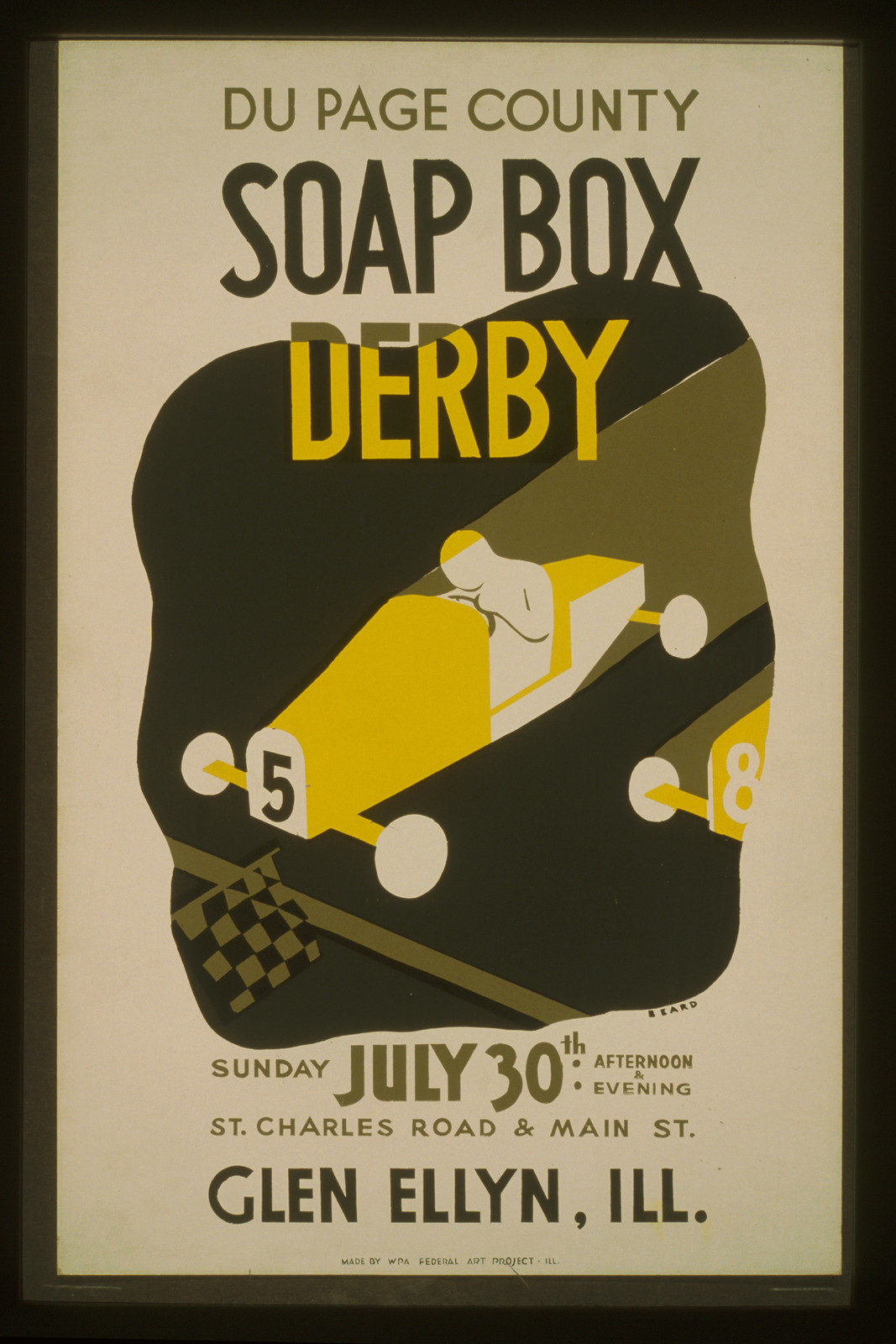 Du Page County soap box derby ... Glen Ellyn Ill. / Beard., 1939 — vintage poster