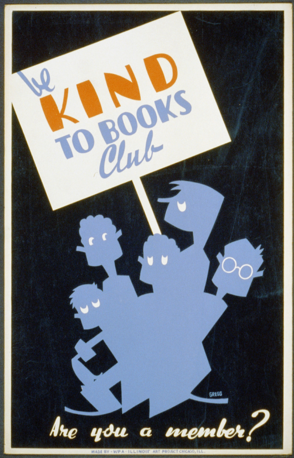 Be kind to books club Are you a member? / Gregg., 1936 — vintage poster