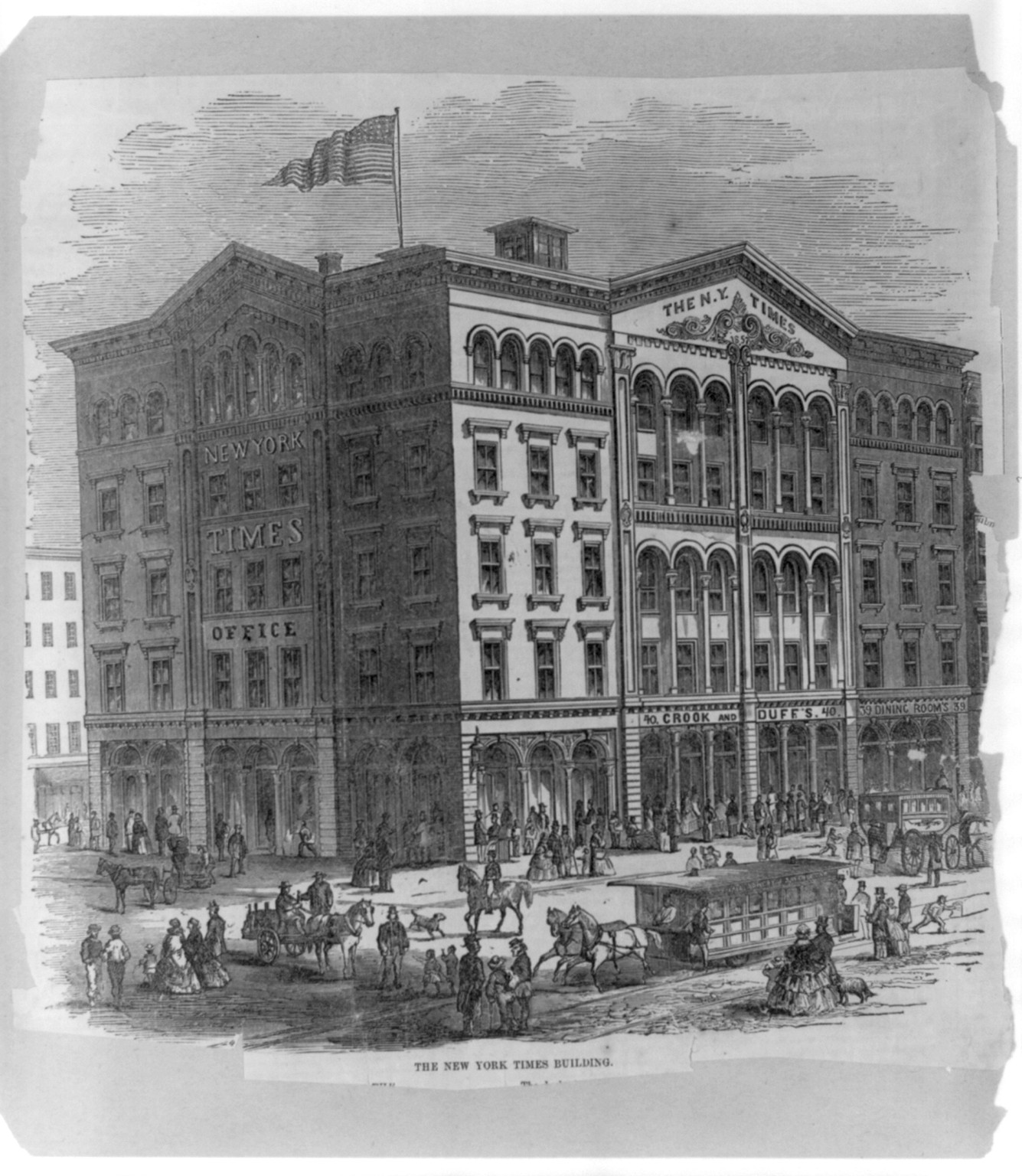 The New York Times building, [no date recorded on caption card] — antique engraving