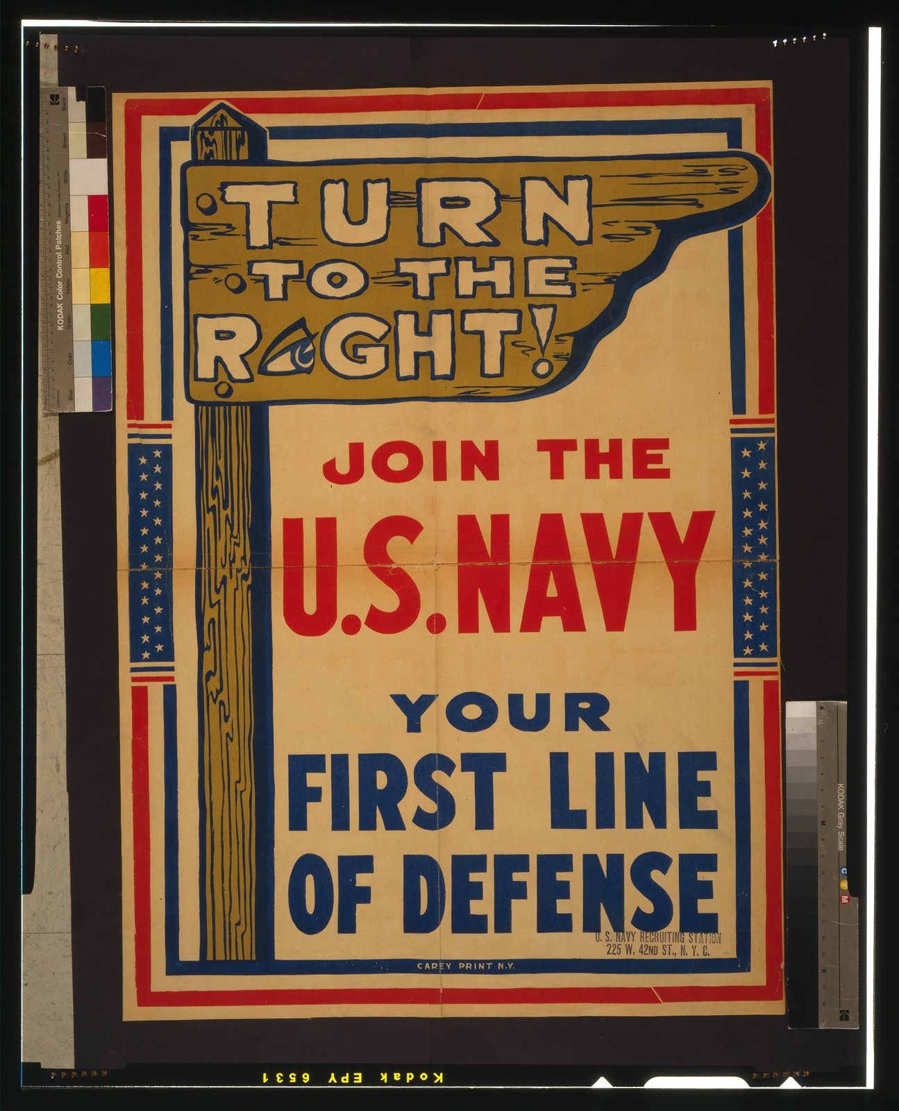 Turn to the right! Join the U.S. Navy, your first line of defense / Carey Print N.Y.., [1917] — vintage poster