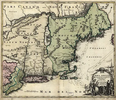 Nova Anglia map of New England and New York