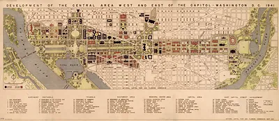 Development of the central area, Washington D.C., 1941 map
