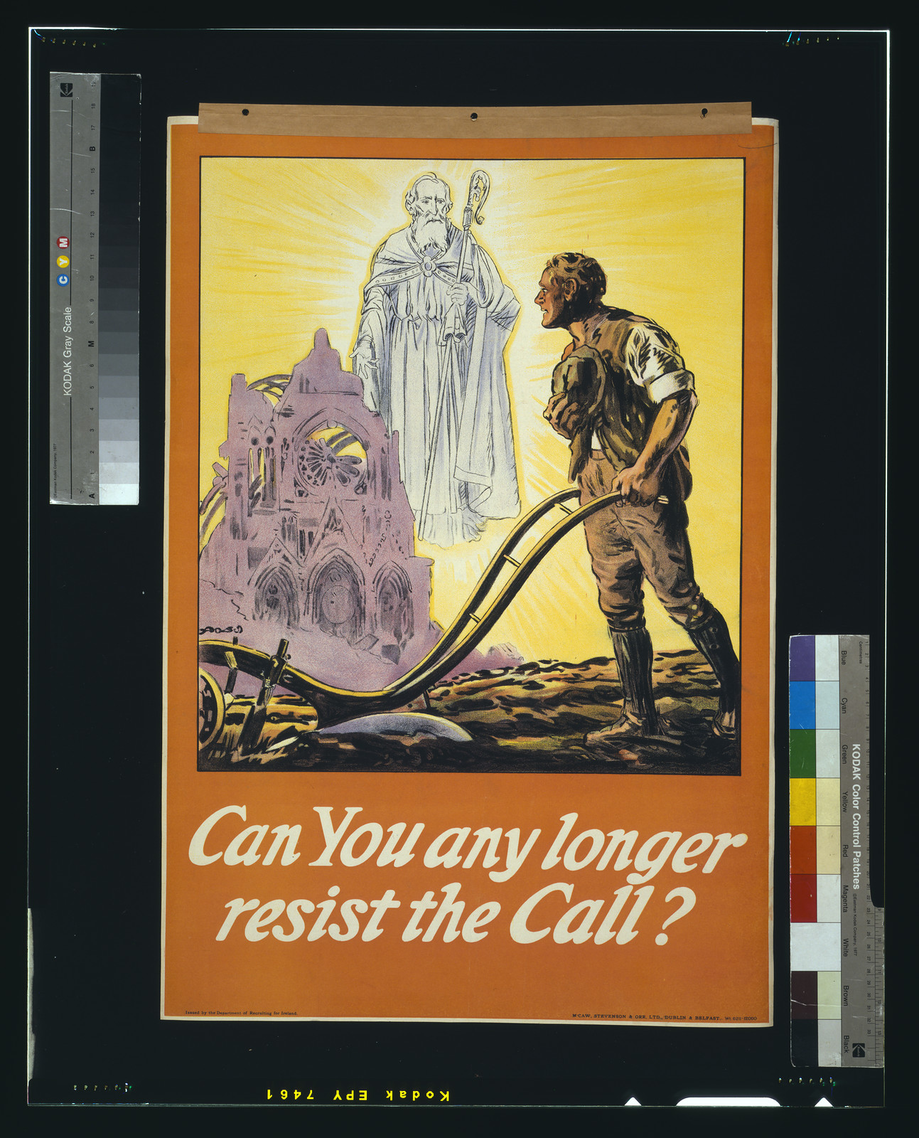 Can you any longer resist the call? / M'Caw, Stevenson & Orr, Ltd., Dublin & Belfast., [S.l.] : Department of Recruiting for Ireland, [1915] — vintage poster