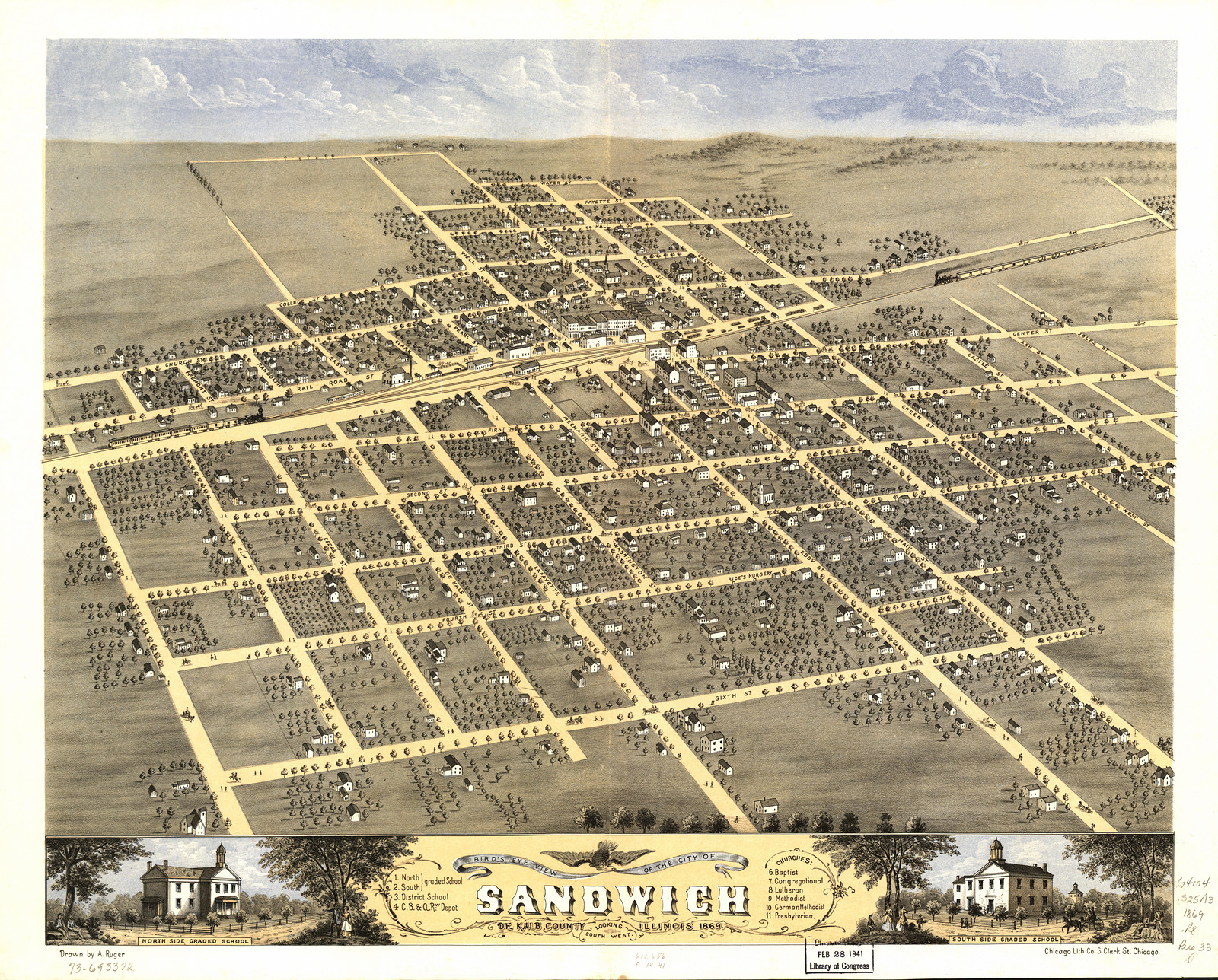 Sandwich, Illinois, 1869, 1869 — antique map