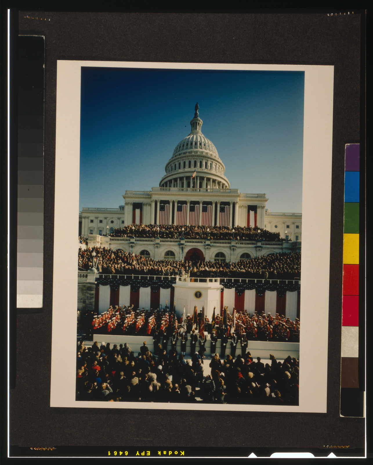 [Chief Justice William Rehnquist administering the oath of office to Bill Clinton on the west front of the U.S. Capitol, January 20, 1993], 1993 January 20. — historic photograph