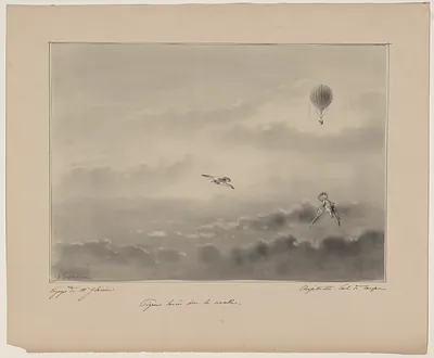 Pigeons lancés hors la nacelle