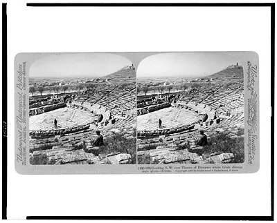 Looking S.W. over Theatre of Dionysos where Greek dramas were given - Athens