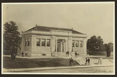 Architectural rendering of a Carnegie library building