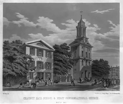 Chauncy Hall School & First Congregational Church. Boston 1857