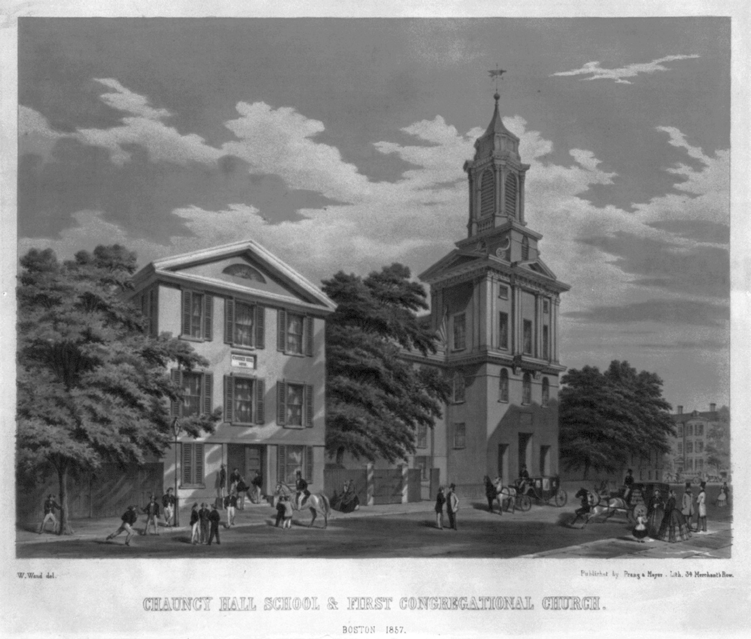 Chauncy Hall School & First Congregational Church. Boston 1857, [no date recorded on shelflist card] — historic print