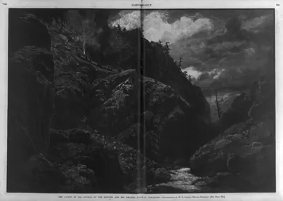 The canon of Las Animas, on the Denver and Rio Grande Railway, Colorado [Train rounding curve on side of mountain]