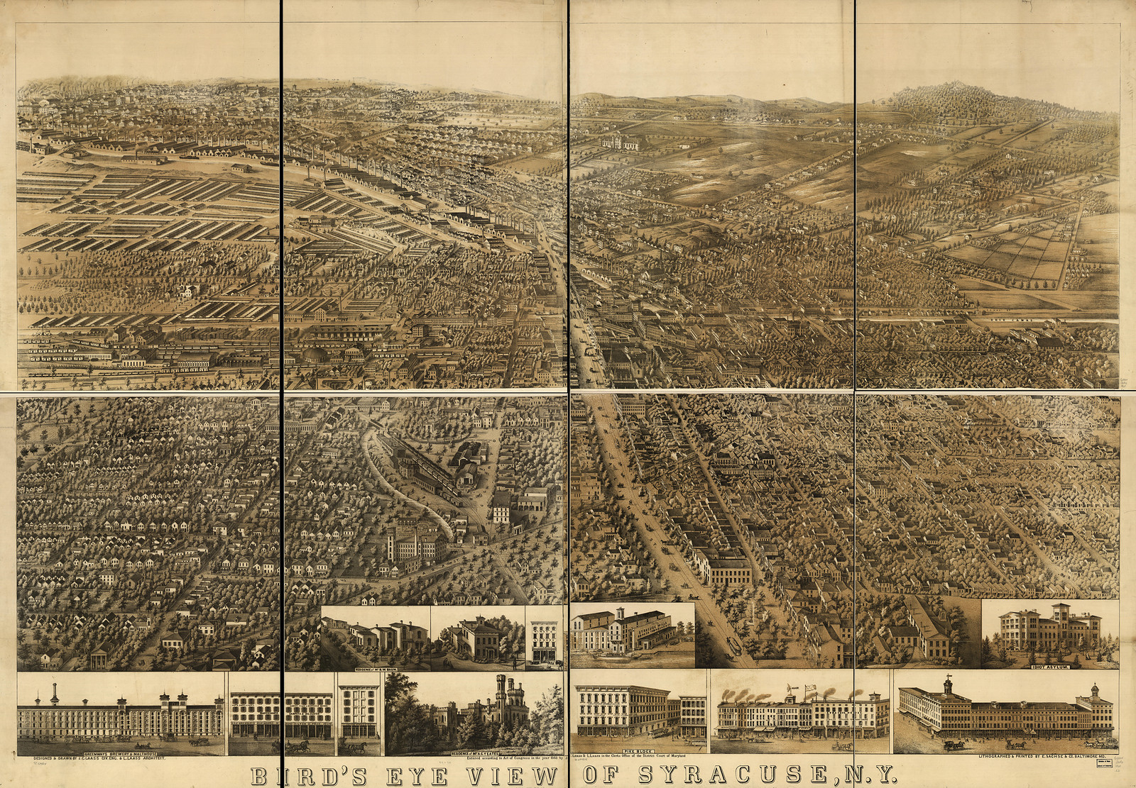 Syracuse, New York, 1868, 1868 — antique map