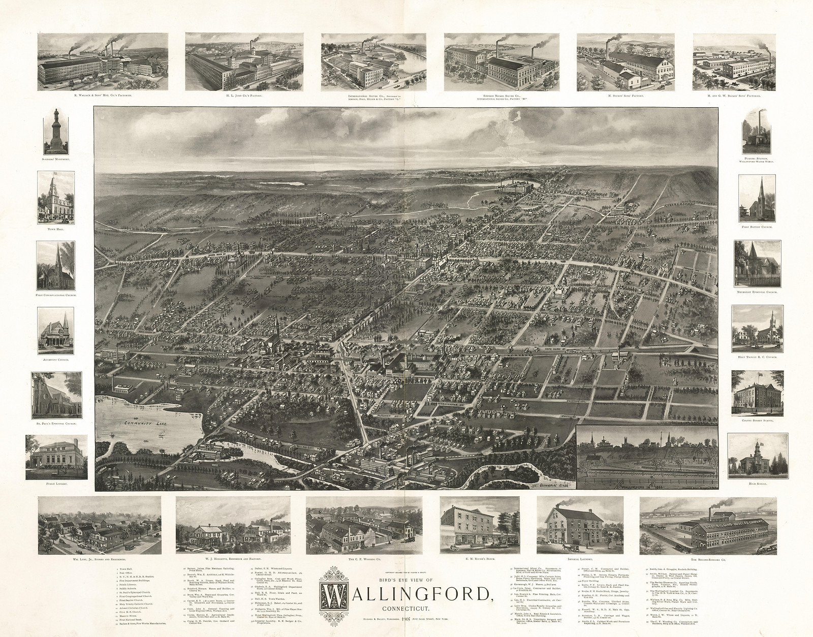 Wallingford, Connecticut, 1905, 1905 — antique map