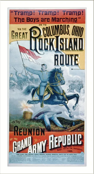 Tramp! Tramp! Tramp! The Boys are Marching" on to Columbus via the Great Rock Island Route to the Reunion of the Grand Army of the Republic"