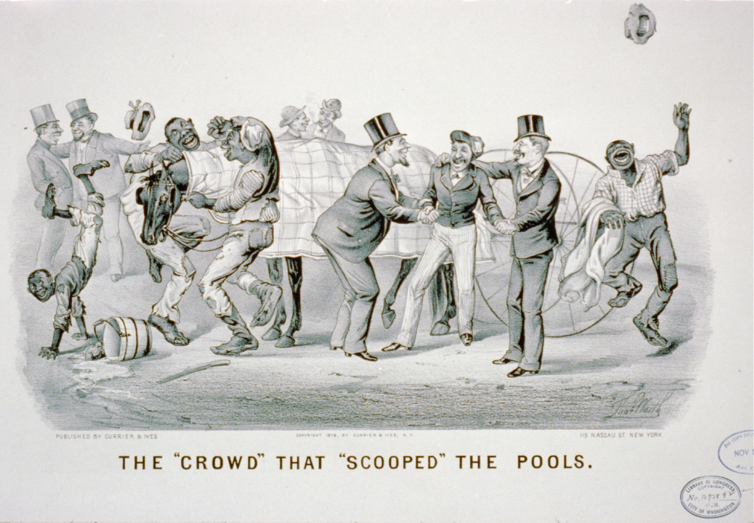 The Crowd" that "Scooped" the pools", [New York] : Currier & Ives, 1878. — antique lithograph