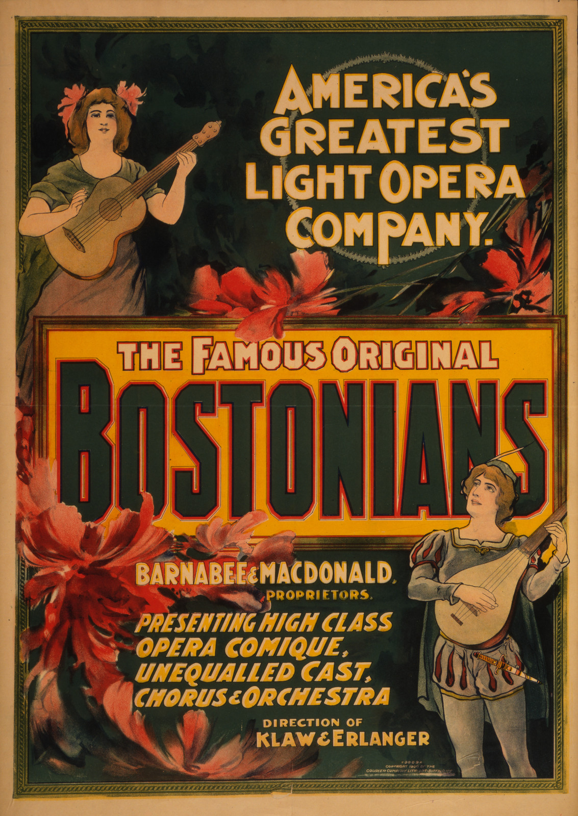 The famous original Bostonians Americas greatest light opera company., 1900 — vintage poster
