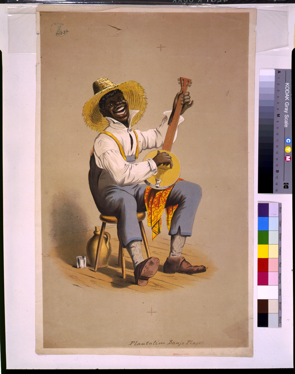 Plantation banjo player, c1875. — antique lithograph