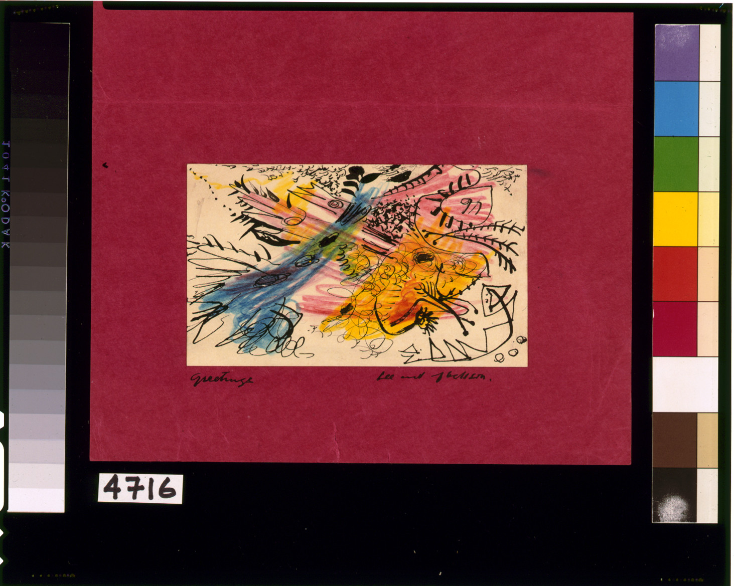 Greetings [Christmas card sent to Ray and Charles Eames, 1946], [19]46. — historic drawing