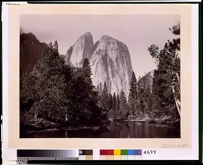 [Cathedral Rocks, with lake and trees in foreground, Yosemite Valley, Calif.]