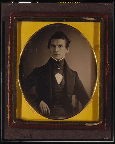 [John Henry Frederick Sachse, half-length portrait, facing front, seated]