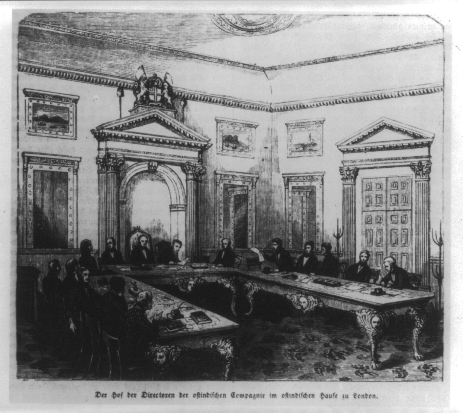 [Meeting of the Board of Directors of the East India Co. in the East Indian House, London] — historic photograph