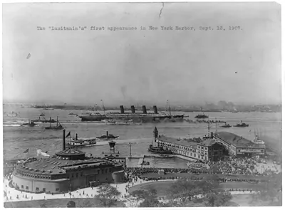 Vintage Nautical Print - New York City - The Lusitania's first, 1907 (2)