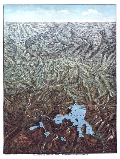 Yellowstone National Park, Northern Pacific Railroad pictorial map