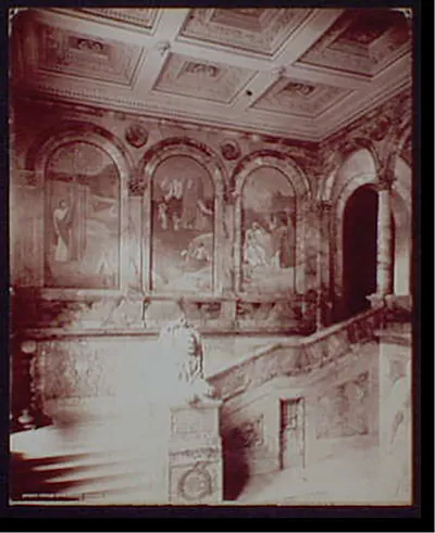 Grand Staircase and Chavanne's panels, left section, Boston Library
