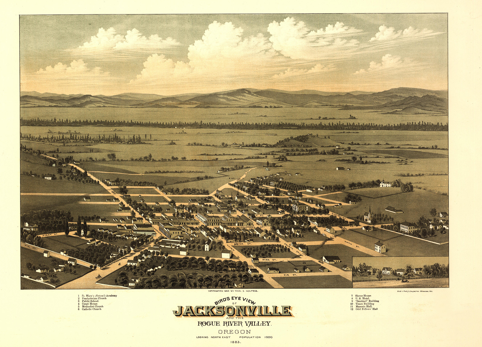 Jacksonville, Oregon, 1883, 1883 — antique map