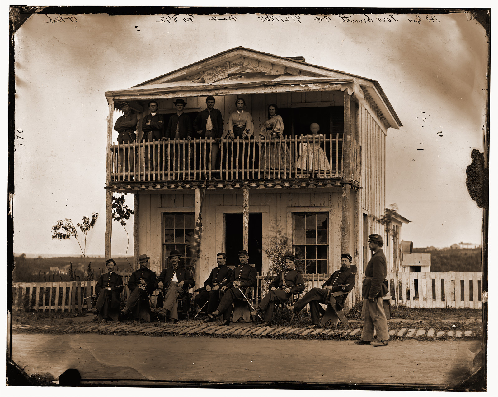 Arlington Virginia. Officers of Companies K & L 2d New York Heavy Artillery at Fort, 1865 — historic photograph