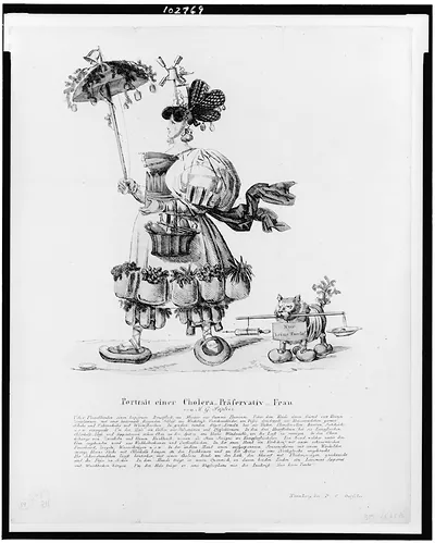 Portrait einer Cholera-Präservative-Frau, von M.G. Saphir / Nürnberg bei P.C. Geissler.