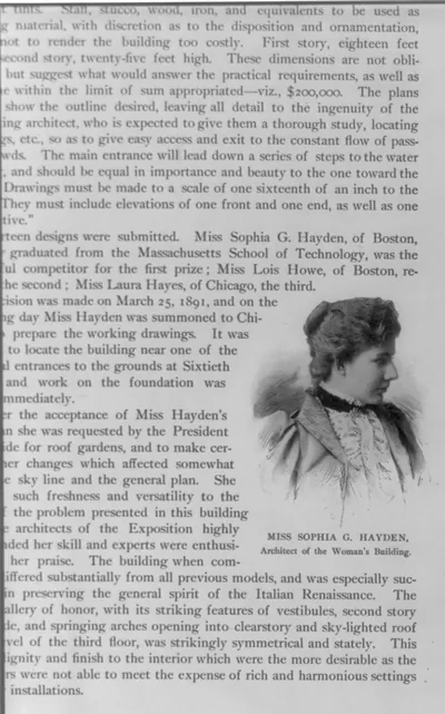 [Sophia G. Hayden, head and shoulders portrait, facing right. Architect of Woman's Bldg., Columbian Exposition, 1893]