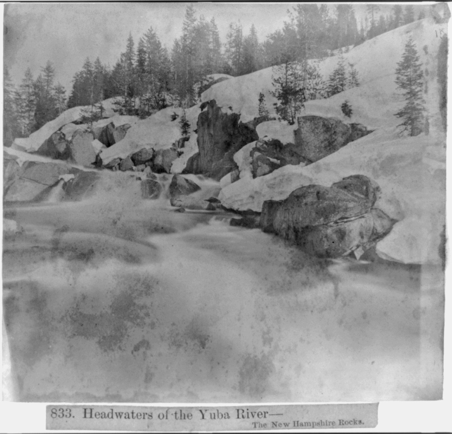 Headwaters of the Yuba River-- The New Hampshire Rocks, [published 1866] — historic photograph