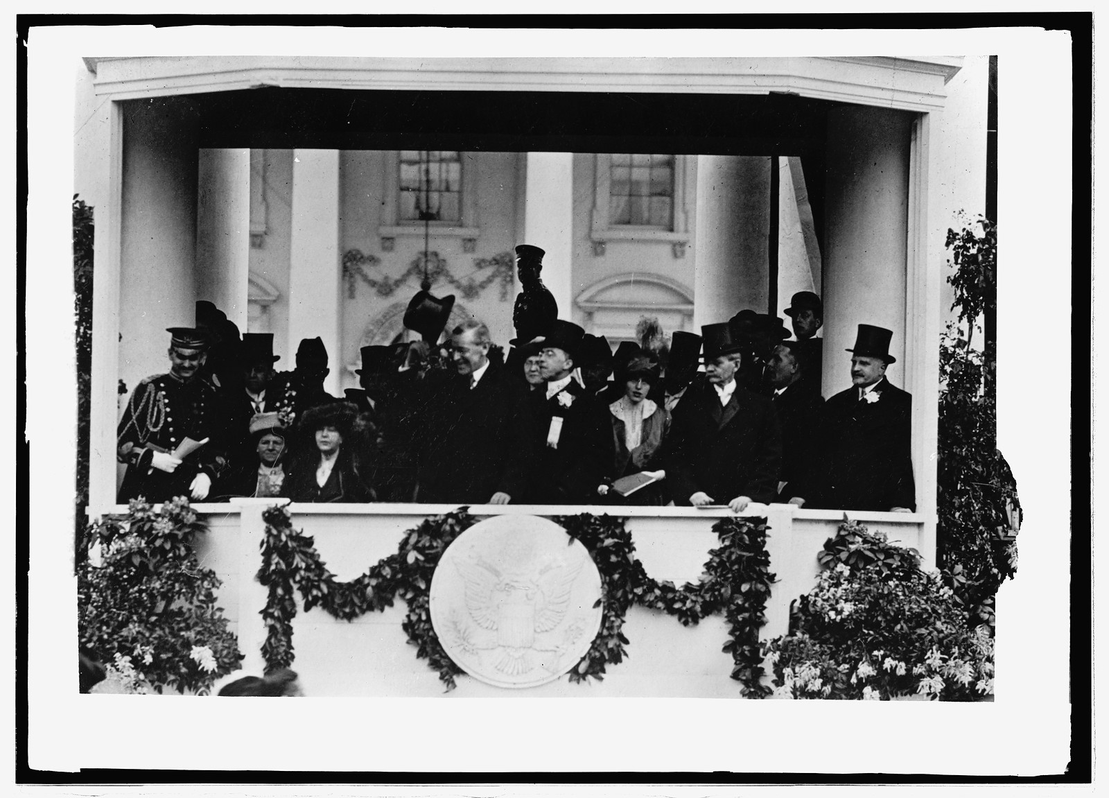 Pres. Wilson in reviewing stand, [between 1909 and 1919] — historic photograph