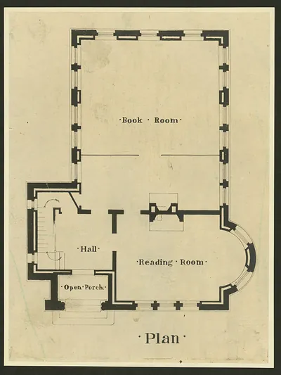 Main floor plan showing Book Room, Reading Room and Hall