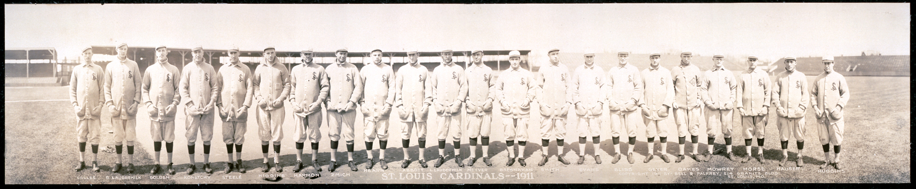 St. Louis Cardinals baseball team panorama, 1911 — historic image