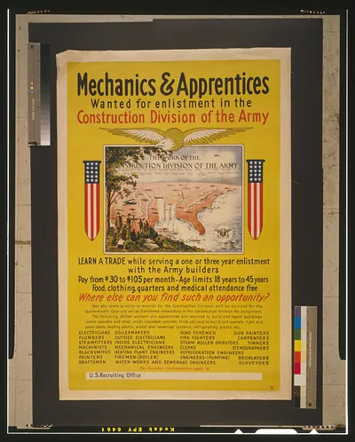 Mechanics & apprentices wanted for enlistment in the Construction Division of the Army