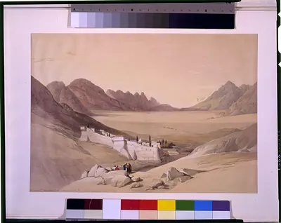 The convent of St. Catherine Mount Sinai looking towards the plain of the encampment Feby 21st 1839 / David Roberts, R.A.