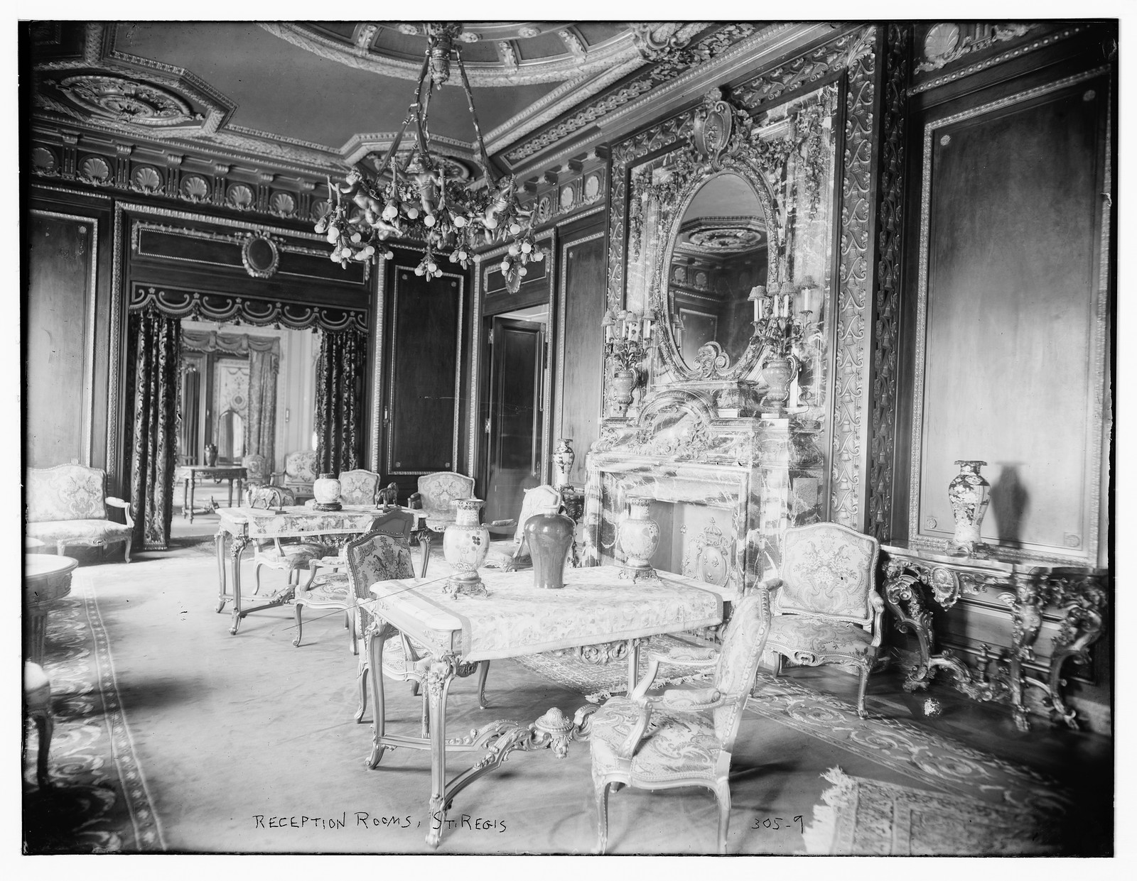 St. Regis Hotel: Reception room, n/a — historic photograph