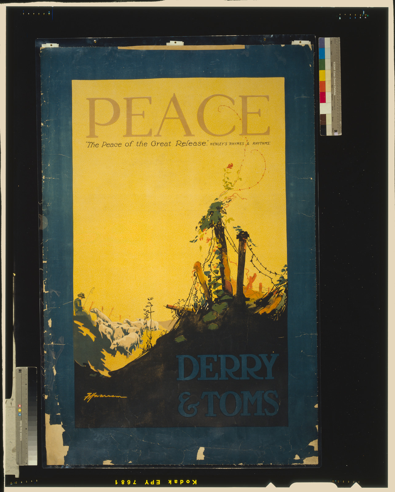 Peace poster for Derry & Toms, Henley's Rhymes — vintage poster