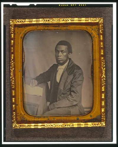 [James Skivring Smith, three-quarter length portrait, three-quarters view, seated at desk]