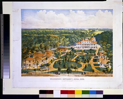 Wilberforce University, Xenia, Ohio. (The colored peoples college.) / drawn, lithographed and printed in oil colors by Middleton Wallace & Co.
