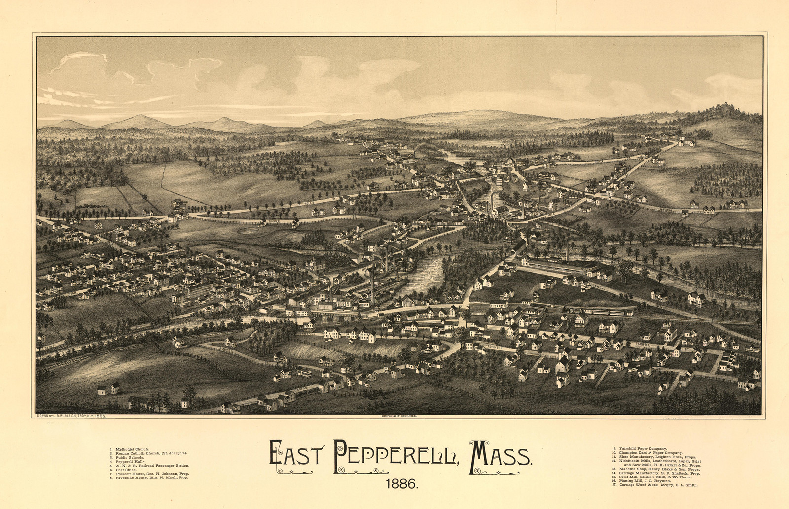 East Pepperell, Massachusetts, 1886, 1886 — antique map
