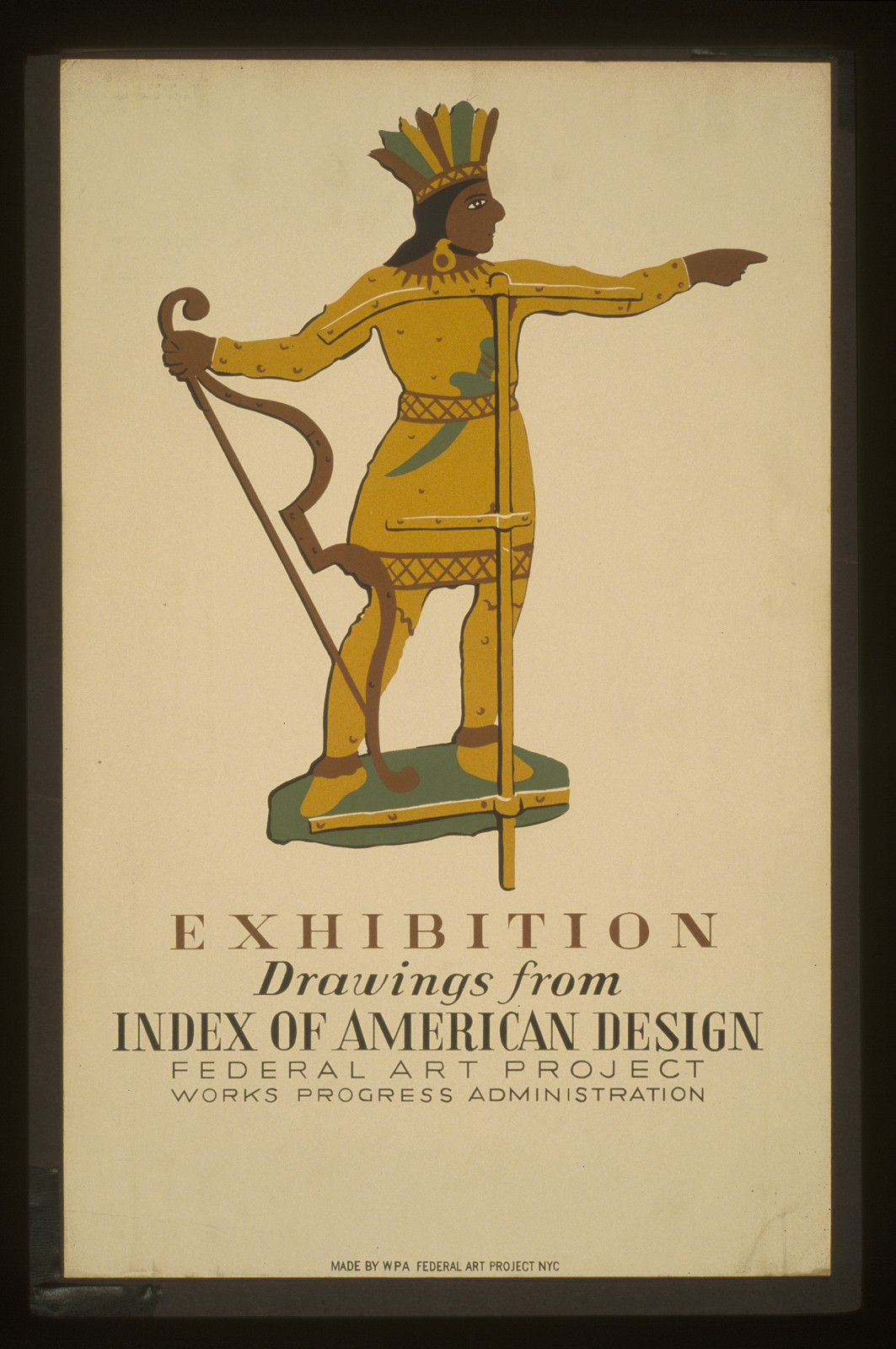 Exhibition - drawings from Index of American Design Federal Art Project Works Progres, 1936 — vintage poster