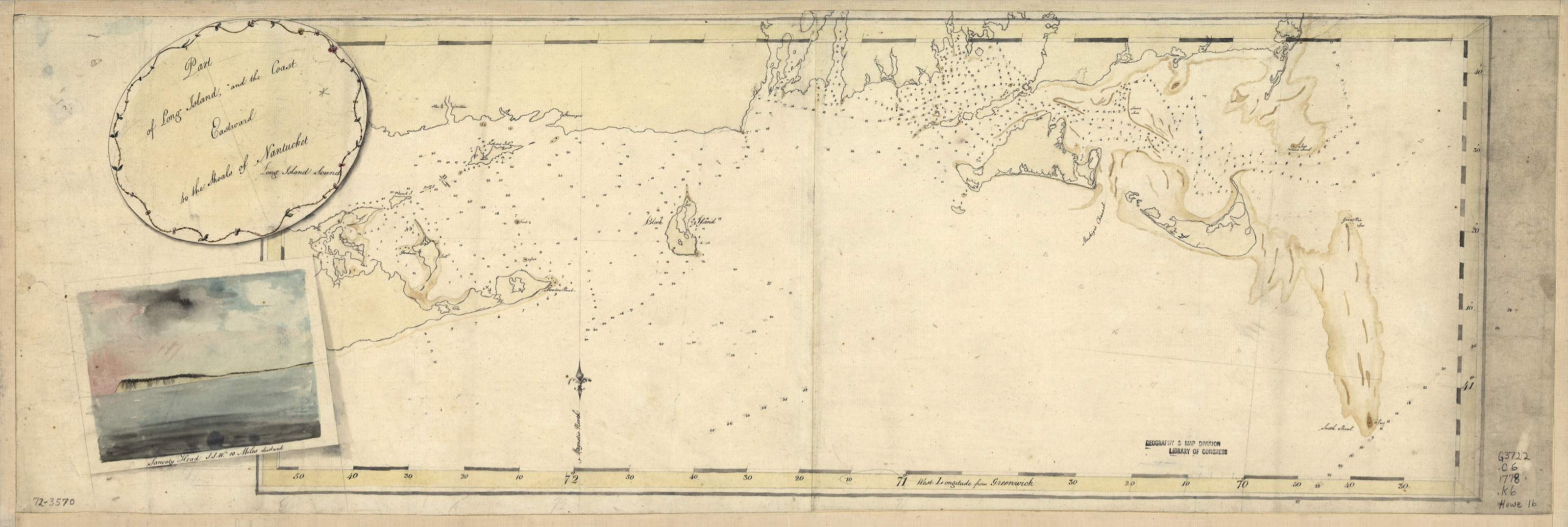 Part of Long Island; and the coast eastward to the shoals of Nantucket, Massachusetts, 1778, 1778 — antique map