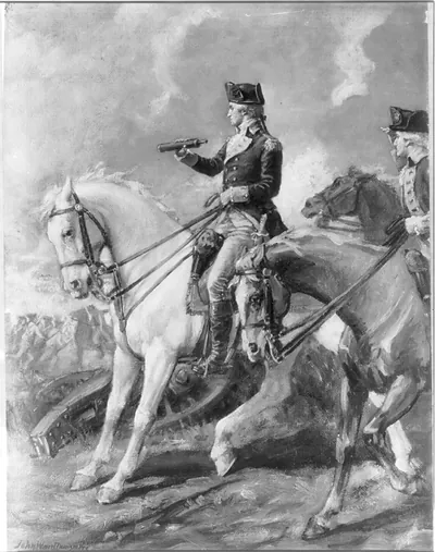Washington & staff watching the Battle of Long Island