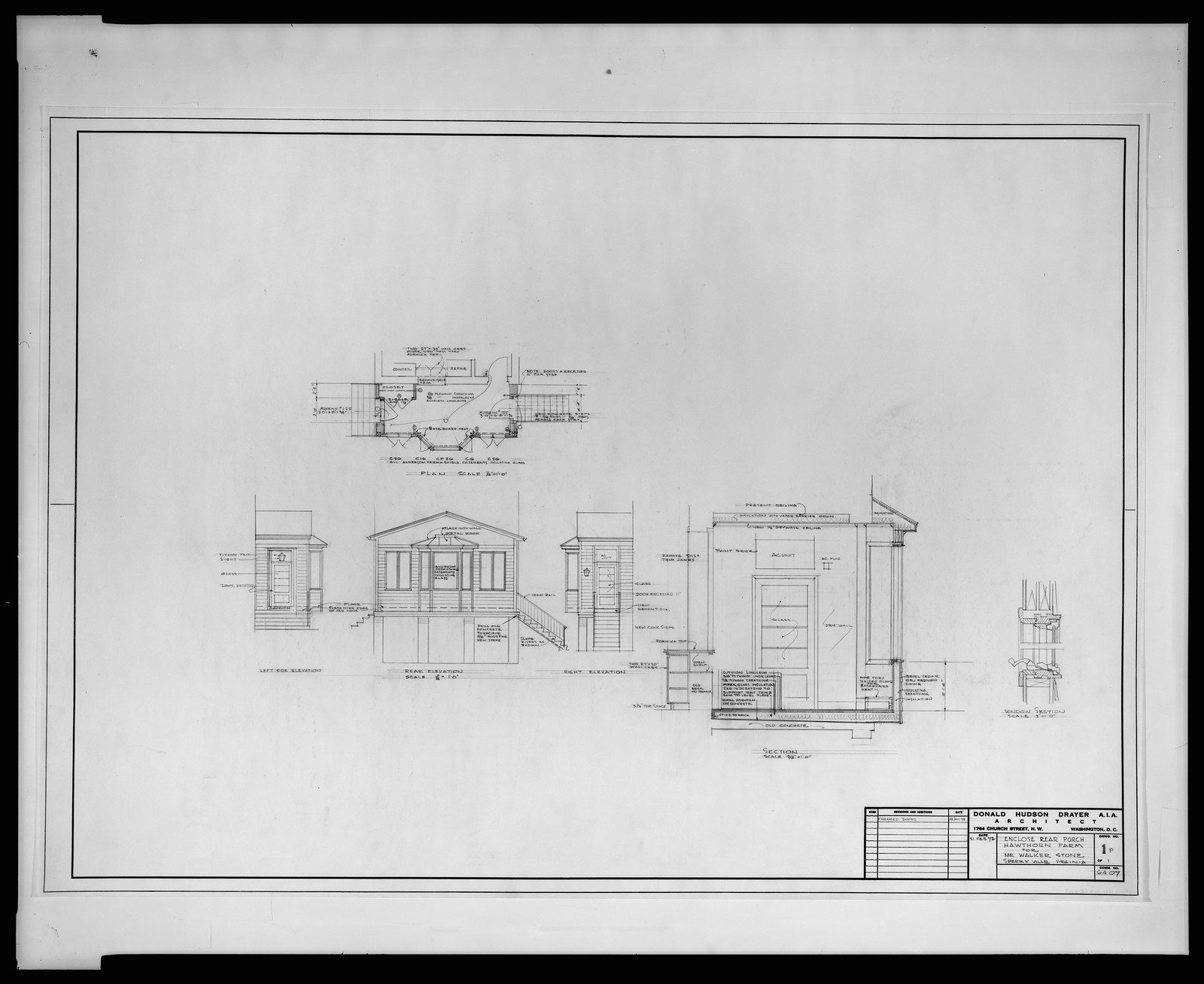 Antique Architecture - Alterations to a house (residence) for Walker — historic print