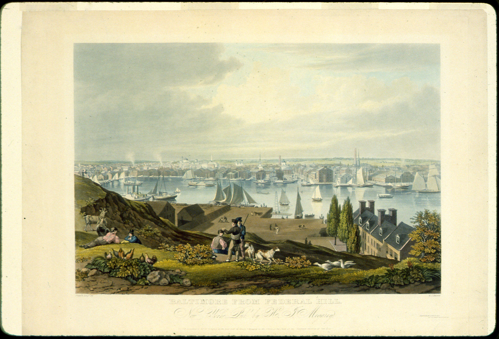 Baltimore from Federal Hill / paind. & engd. by W.J. Bennett., New York : Pub. by H.I. Megarey, c1831 (printed by J. & G. Neale at Illman and Pilbrows). — historic print
