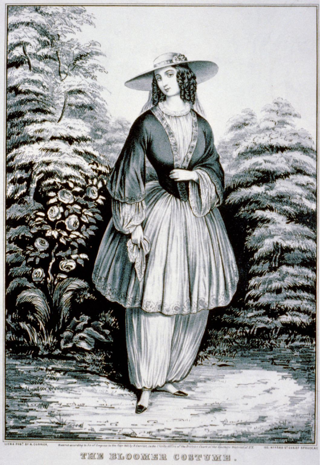 The bloomer costume, [New York] : N. Currier, 1851. — antique lithograph